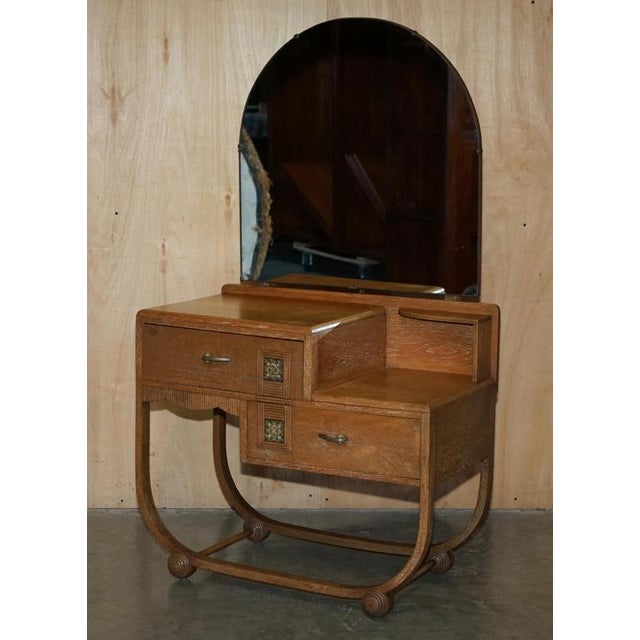 Art Deco Circa 1920's Limed Oak, Heals of London Dressing table & Stool which is part of a suite. This piece is part of a...