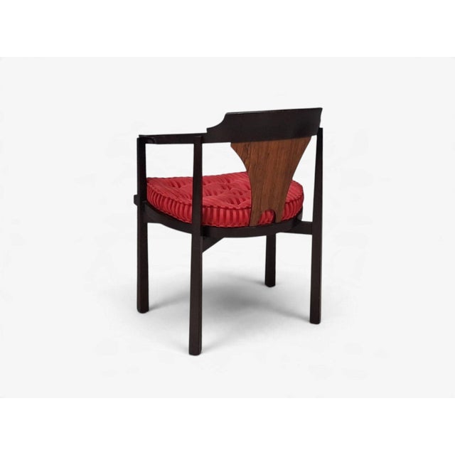 Edward Wormley, Horseshoe Chairs, Mahogany, Rosewood, Red Fabric, Usa, 1950s For Sale - Image 10 of 16