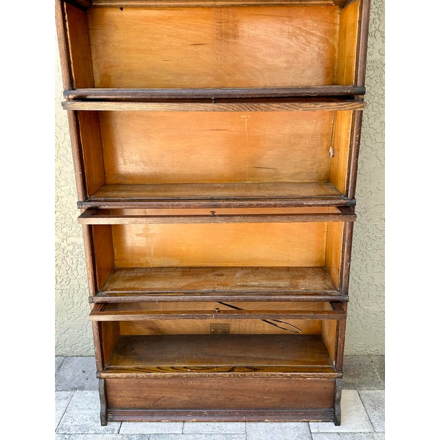 Wood Antique Tiger Oak Globe Wernicke Co. 7 Piece Sectional Bookcase Standard C 9 1/2 Unit For Sale - Image 7 of 12