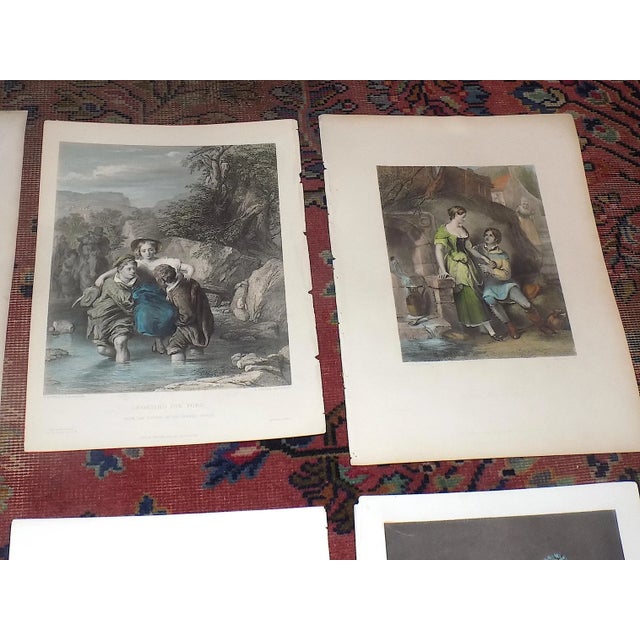 Realism Antique 19th Century Handcolored Genre Engravings - Set of 8 For Sale - Image 3 of 7