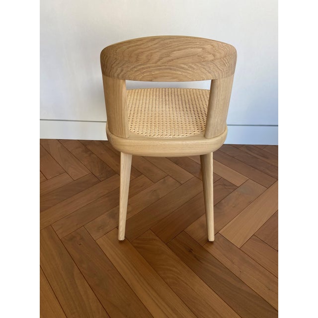 2020s BassamFellows Armless Brutus Chair - Raw Oak & Double Caned, Italian Hand-Crafted Accent/Desk Chair For Sale - Image 5 of 11