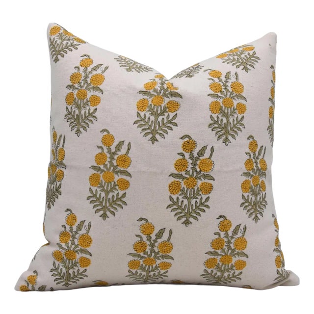 Fabdivine Artisan Block Print Throw Pillow Cover 22x22 Inch Duck Canvas-Hajara For Sale