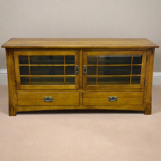 Mission Quarter Sawn Oak 60" Tv Stand (2 Colors Available) For Sale - Image 15 of 18