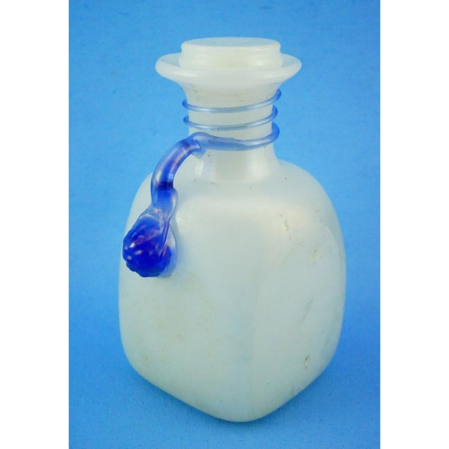 Glass 19th Century Milk Murano Glass Perfume Bottle with Blue Cameo attributed to Salviati & C. For Sale - Image 7 of 18