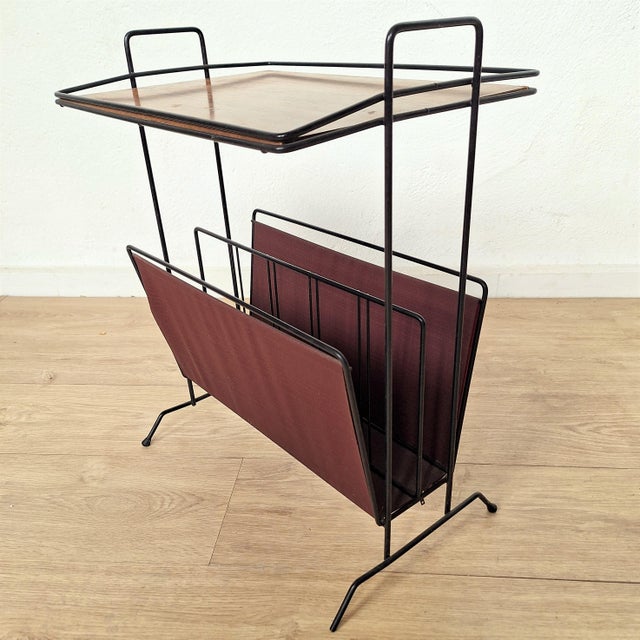 Metal Vintage Newspaper Rack with Upper Shelf, 1960s For Sale - Image 7 of 7