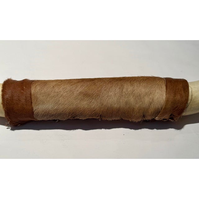 Ralph Lauren Home Rustic Vintage Large Hide-Wrapped Steer Horns For Sale - Image 4 of 11