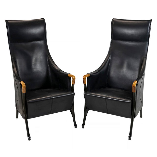 Mid-Century Leather Armchairs by Giorgetti, Set of 2 For Sale - Image 13 of 13