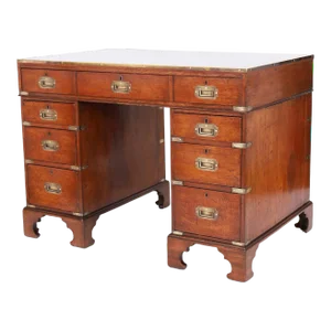 English Campaign Leather Top Desk