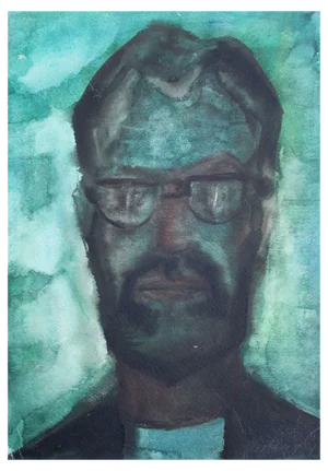 Dzidra Ezergaile, Portrait of a Man with Glasses, 1960s, Watercolor on Paper