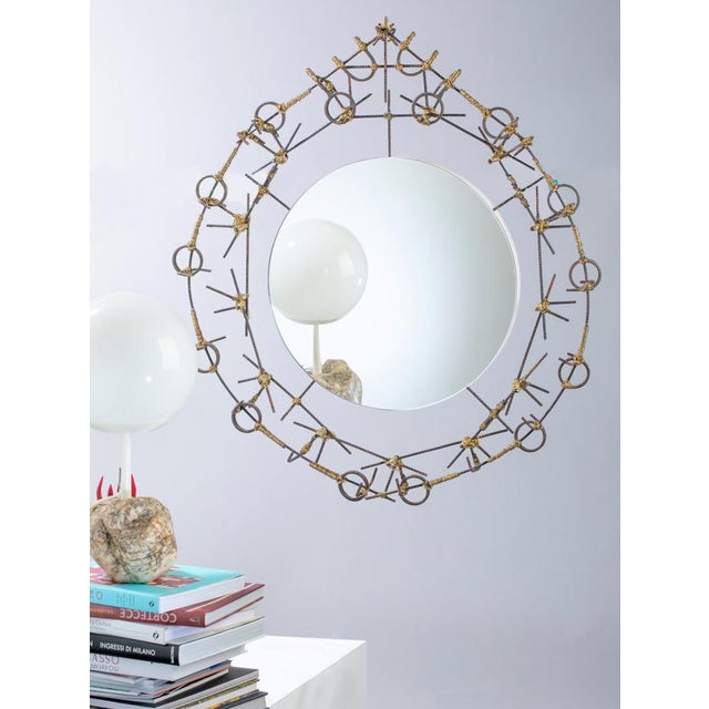 Vintage Round Mirror with Iron Props from Morgan Rida, 2000s For Sale - Image 6 of 18