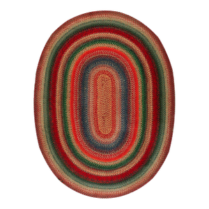 1930s Multicolor Folk Art Antique Oval American Braided Rug 6'10" X 9'2" Cotton Carpet