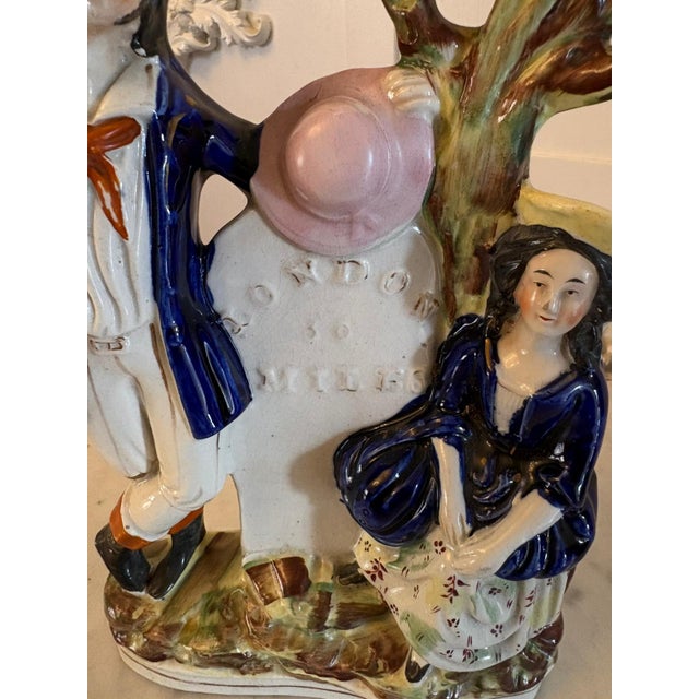 Black Antique Pottery Spill Vase Man and Woman Figure from Staffordshire, 1900 For Sale - Image 8 of 9