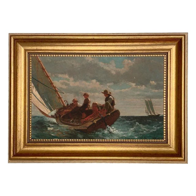 Not Yet Made - Made To Order "Breezing Up" After Winslow Home Print on Canvas in Antiqued Gold Frame- Framed to 10-1/2" X 14-1/2" For Sale - Image 5 of 5