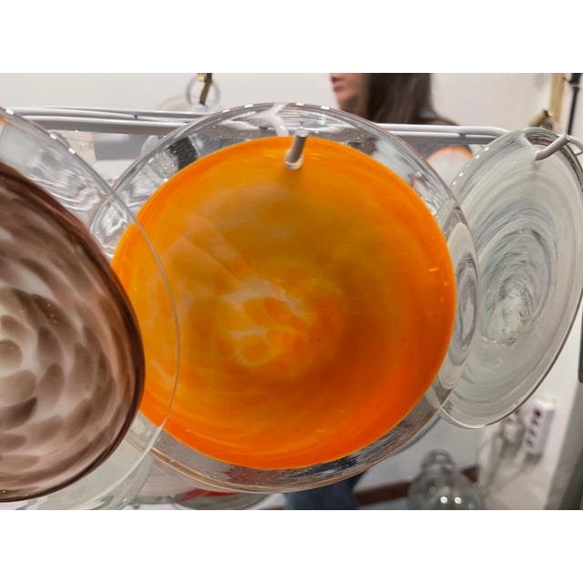 Large Space Age Murano Disc Glass Chandelier, 1970s For Sale - Image 13 of 14