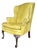 Vintage Shuford Furniture Yellow Leatherette Wingback Armchair | Queen Anne Style Faux Leather Accent Chair | Traditional Hollywood Regency For Sale