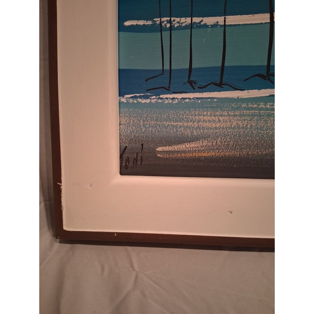 Wood Mid Century Modern Carlo of Hollywood Hand Painted Scenery Painting For Sale - Image 7 of 15