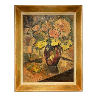 Vintage Modern Cubist Abstract Still Life Oil Painting For Sale