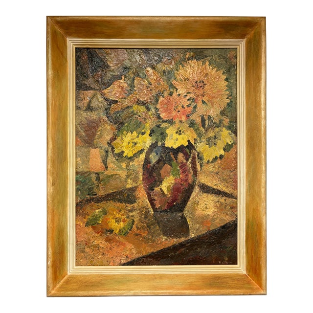 Vintage Modern Cubist Abstract Still Life Oil Painting For Sale