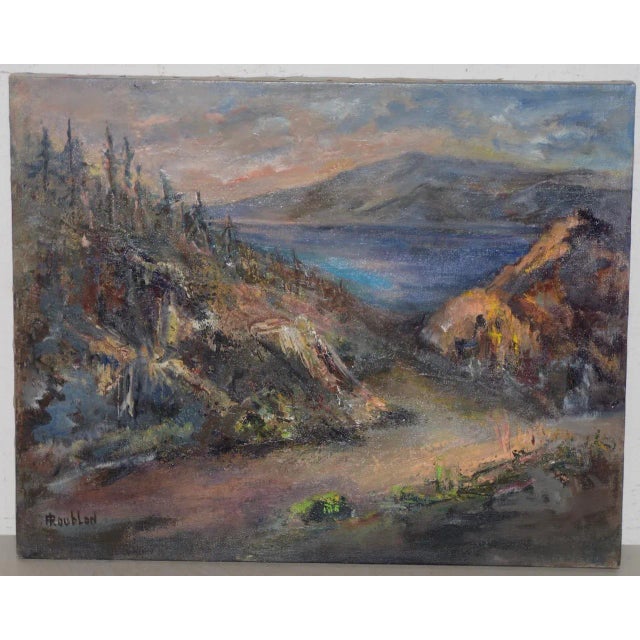 Blue Irina Roublon "luminous Mountain Landscape" Oil Painting C.1960s For Sale - Image 8 of 8