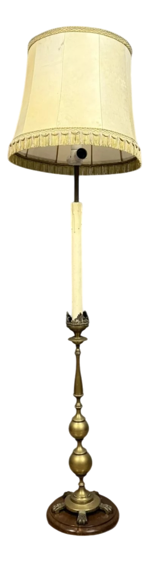 Large Gilt Bronze Candleholder Lamp