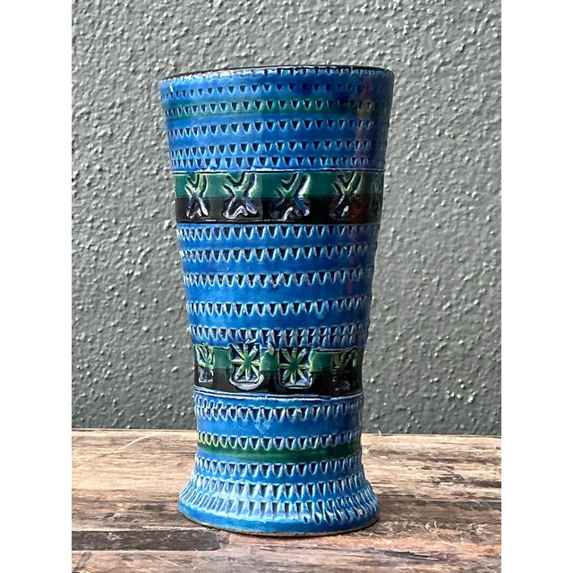 Vintage MCM Original Studio Pottery Engraved Vase For Sale - Image 9 of 11