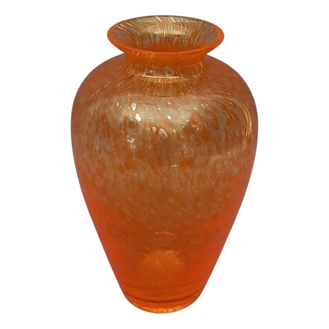 Transparent Orange Spotted Murano Glass Vase, 1970s For Sale