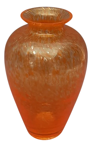 Transparent Orange Spotted Murano Glass Vase, 1970s