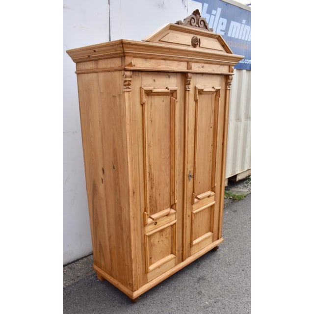 Pine Two Door Armoire With Removable Cartouche For Sale - Image 9 of 12