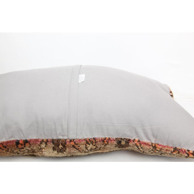 Vintage Anatolian Pillow – Handwoven Brown Tones & Tribal Detail -16'' X 32'' For Sale - Image 4 of 12