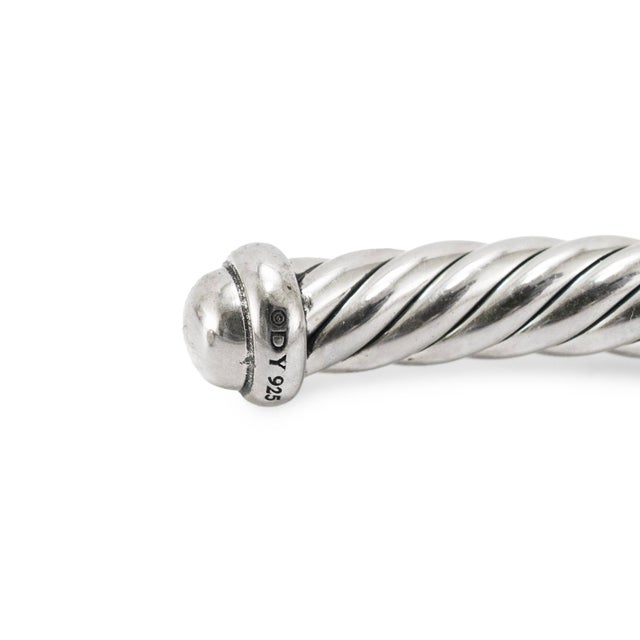 Metal David Yurman Cable Flex 4mm 925 Sterling Silver Cuff Bangle Bracelet For Sale - Image 7 of 9