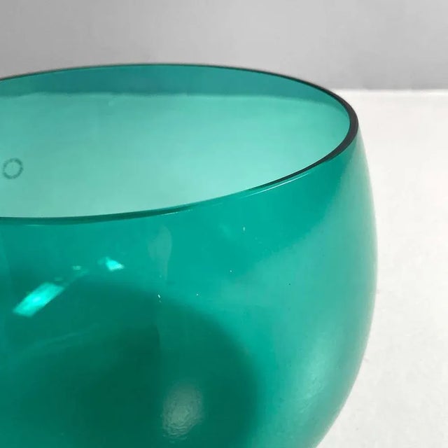 Glass Italian Postmodern Teal Murano Glass Bowl attributed to Venini, 1990s For Sale - Image 7 of 10