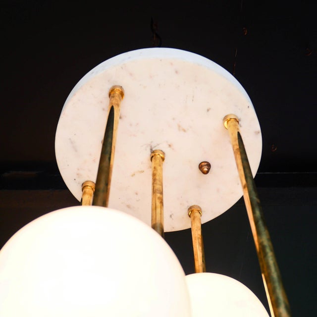 Large Alabaster and Brass Pendant Light, 1960s For Sale - Image 11 of 12