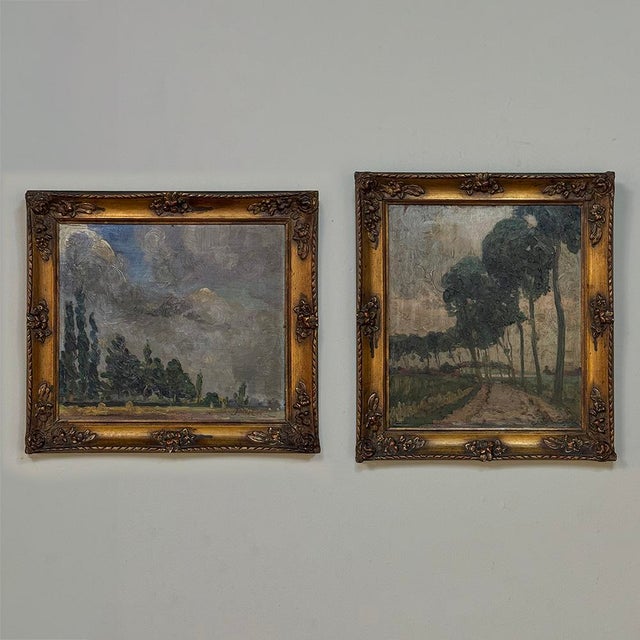 Early 20th Century Set of 2 Framed Oil Paintings on Panel by Joseph F. DeCoene For Sale - Image 5 of 18