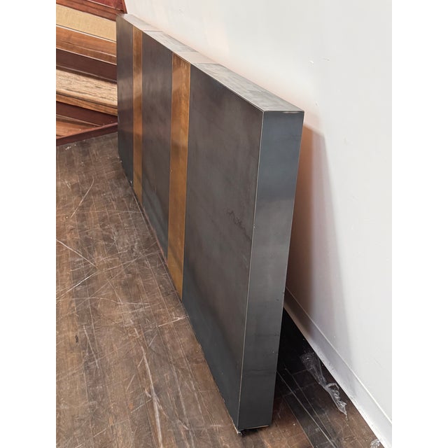 Ken Fulk Custom Long Wall-Mounted Zinc + Brass Headboard For Sale - Image 4 of 12
