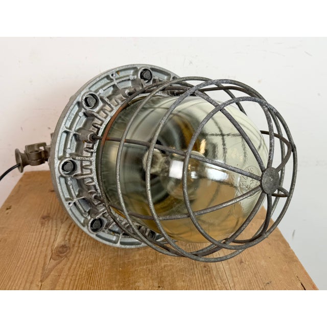 Large Industrial Cast Aluminium Cage Pendant Light from Zaos, 1970s For Sale - Image 14 of 18
