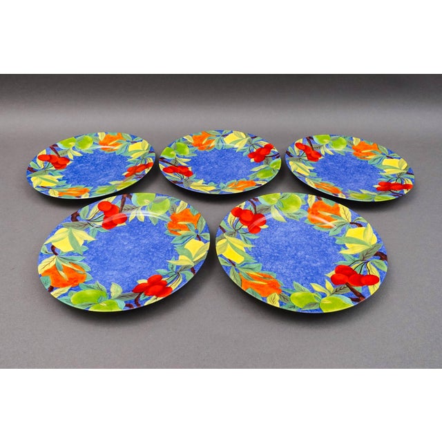 Mid 20th Century Laure Japy Paris Limoges Jardin Bleu Fruit Salad Dessert Plates- Set of 5 For Sale - Image 4 of 8