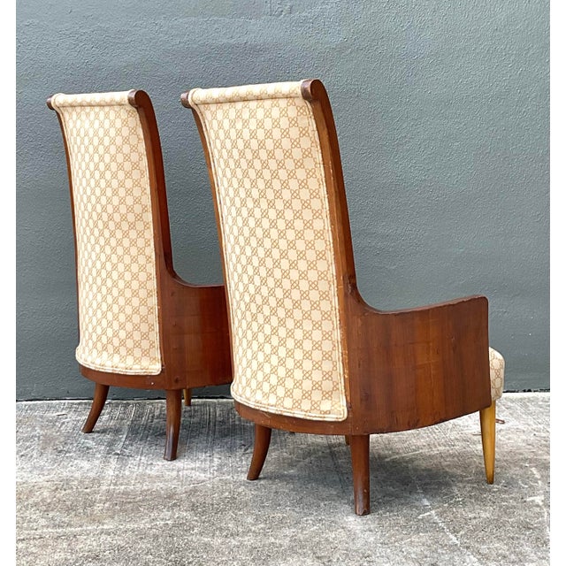 Vintage Italian High Back Chairs - A Pair For Sale - Image 9 of 12