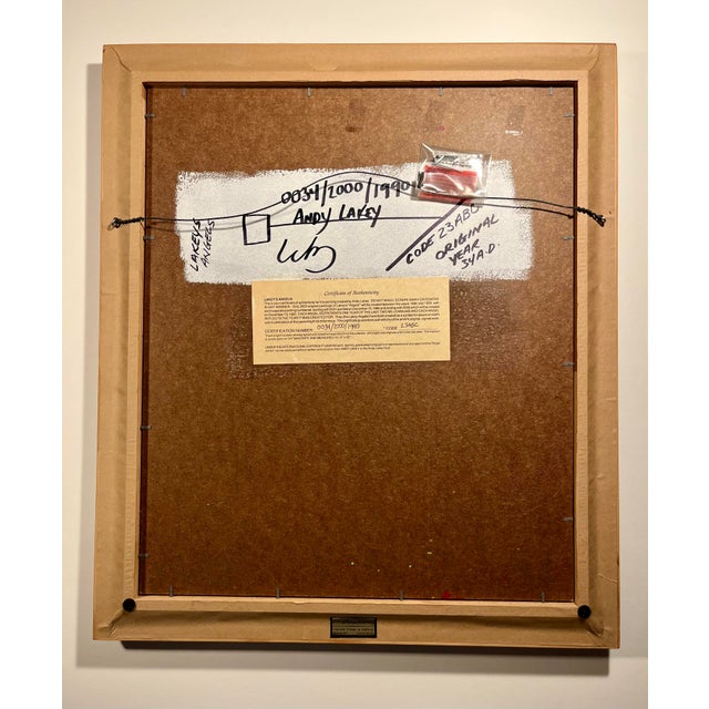 1990s 1990 Original Andy Lakey “Lakey’s Angels” Painting Signed Framed Coa 18.5"x22" For Sale - Image 5 of 8