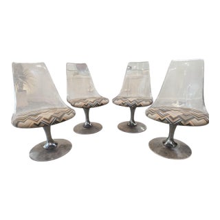 1970s Lucite Chromcraft Tulip Dining Chairs- Set of 4 For Sale
