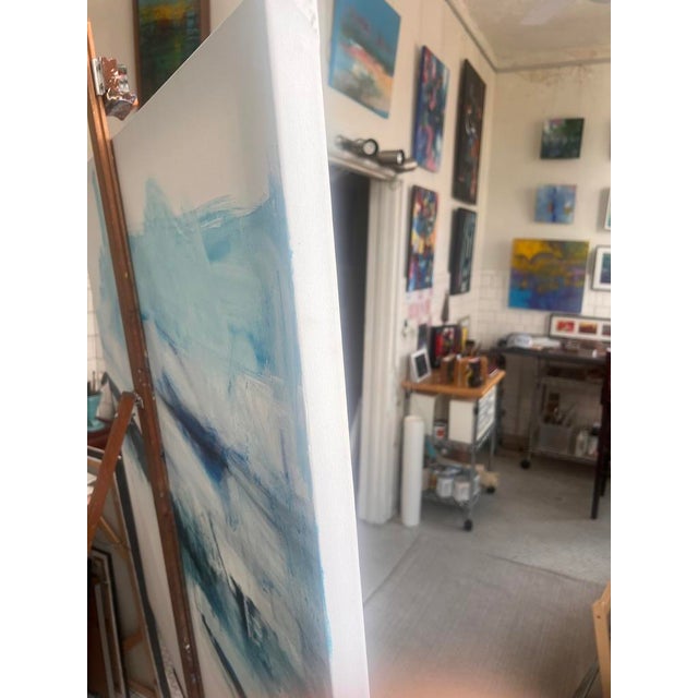 "Edge of Memory", Abstract Painting in Blue and White For Sale In Washington DC - Image 6 of 7