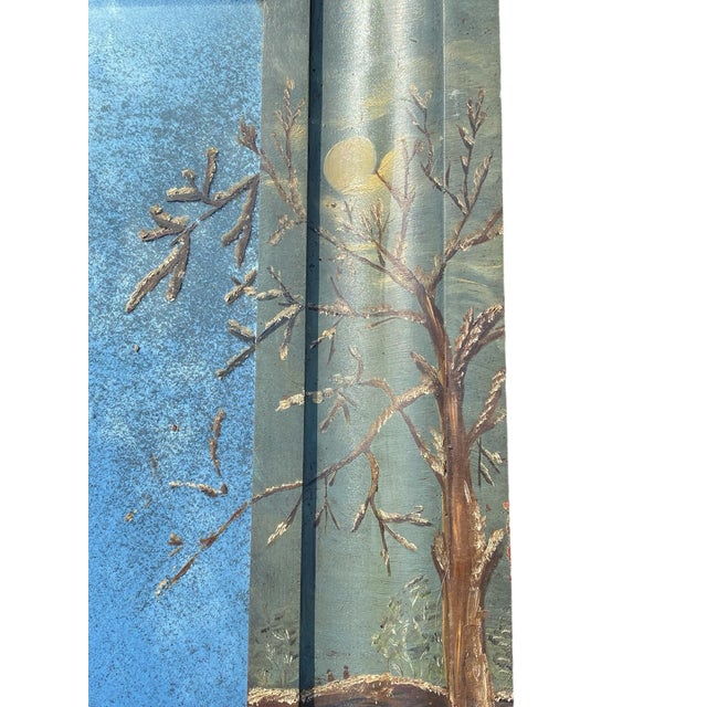 Mid 19th Century Antique Empire Ogee Mirror With Hand Painted Scene Depicting Changing of Seasons For Sale - Image 5 of 8