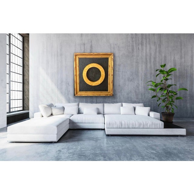 2020s Life – Original Abstract Mixed-Media Painting in Large Antique Gold Frame For Sale - Image 5 of 12