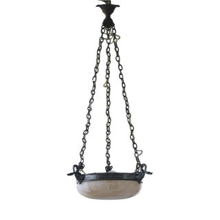 Art Nouveau Alabaster Pendant Lamp, Denmark, 1900s For Sale