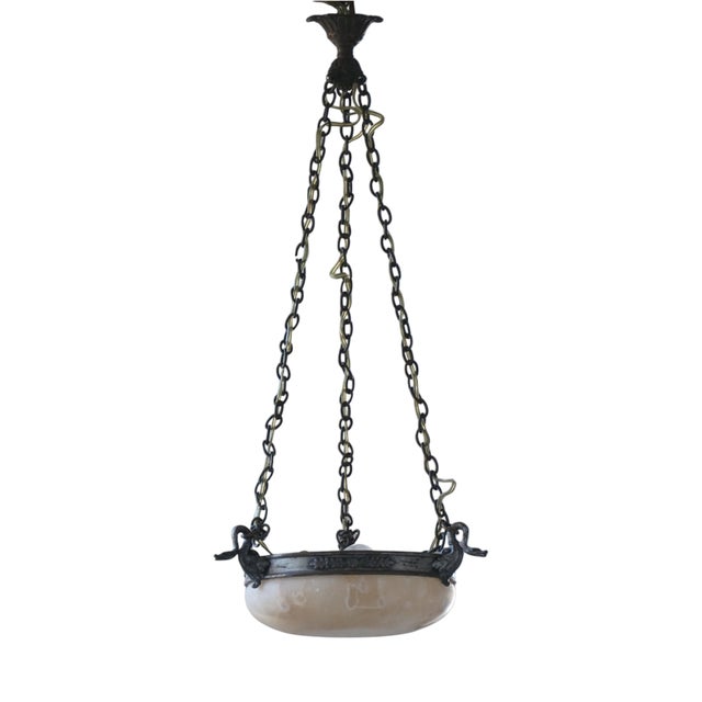 Art Nouveau Alabaster Pendant Lamp, Denmark, 1900s For Sale