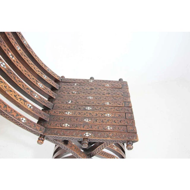 Moorish 19th Century Folding Chair Inlaid For Sale In Palm Springs - Image 6 of 13
