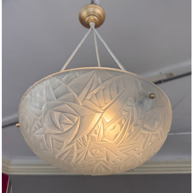 Art Deco Pendant Lights with Electrified Cords from Verrerie D'art Degué, 1930s, Set of 2 For Sale - Image 6 of 18