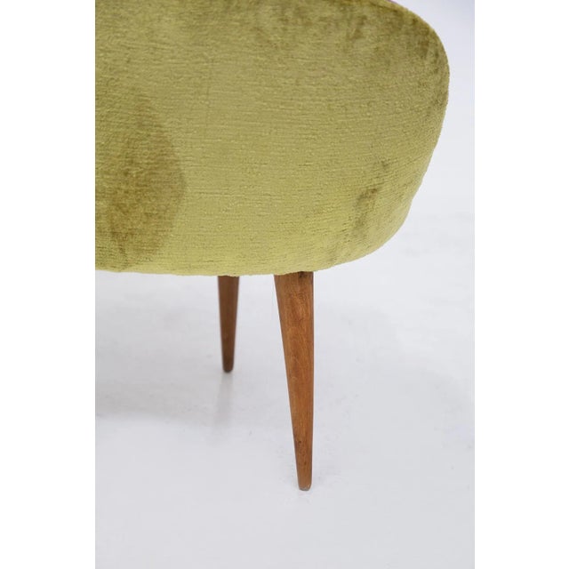 1950s Set of Vintage Wooden Armchairs in Purple and Green Velvet For Sale - Image 5 of 11