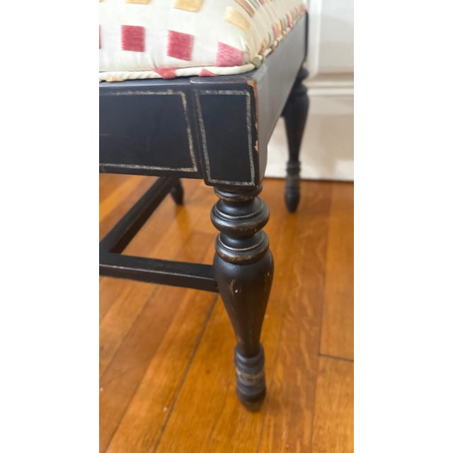 1960s 1960s Petite Painted Wood Bench With Upholstered Seat For Sale - Image 5 of 11