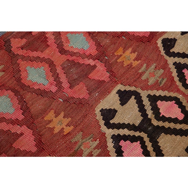 Vintage Kilim Rusted Handmade Flatweave Geometric Wool Runner For Sale In New York - Image 6 of 11