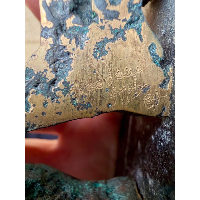 Signed Vintage Brutalist Abstract Bronze Sculpture on Marble Base For Sale In Chicago - Image 6 of 7